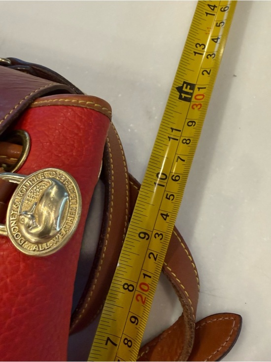 Dooney & Bourke VTG Drawstring W/ Flap leather Back Pack Red & British Tan EUC main image 10